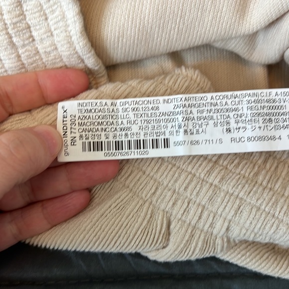 Zara Ribbed Top Beige Size Small - Picture 4 of 9